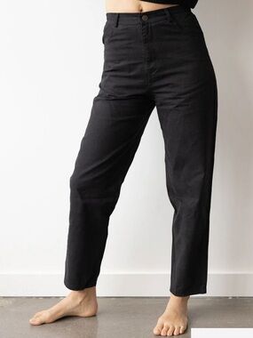 Twill Pants, comfortable trousers, High-Rise Black Straight-Leg Women's size S
